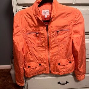Armani Collezioni Women's Orange Bomber Jacket. Size 8.
